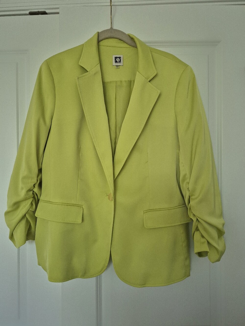 Anne Klein Neon Lime Single-Button Blazer - Women's Jacket